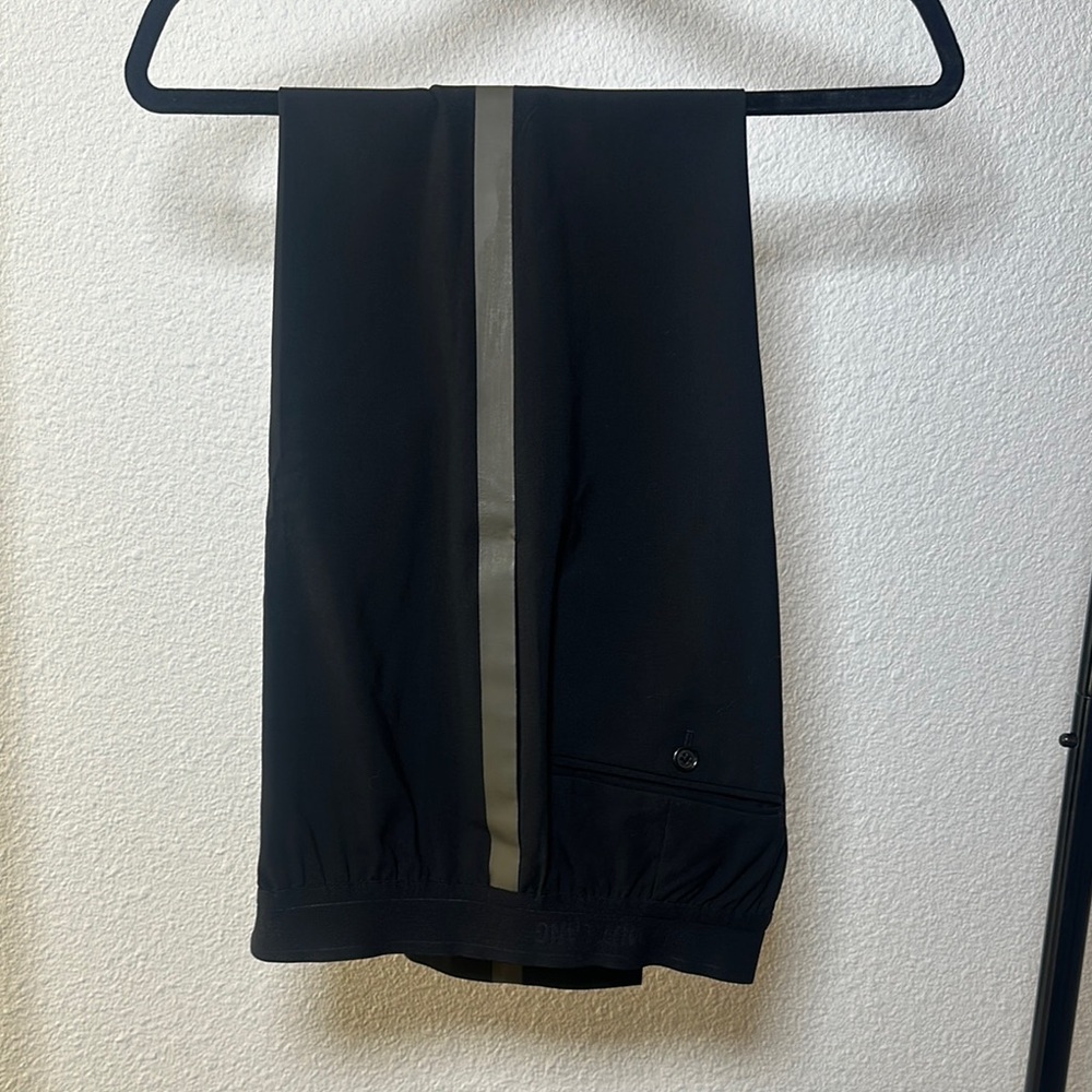 Helmut Lang Black Dress Pants with Gray Stripe